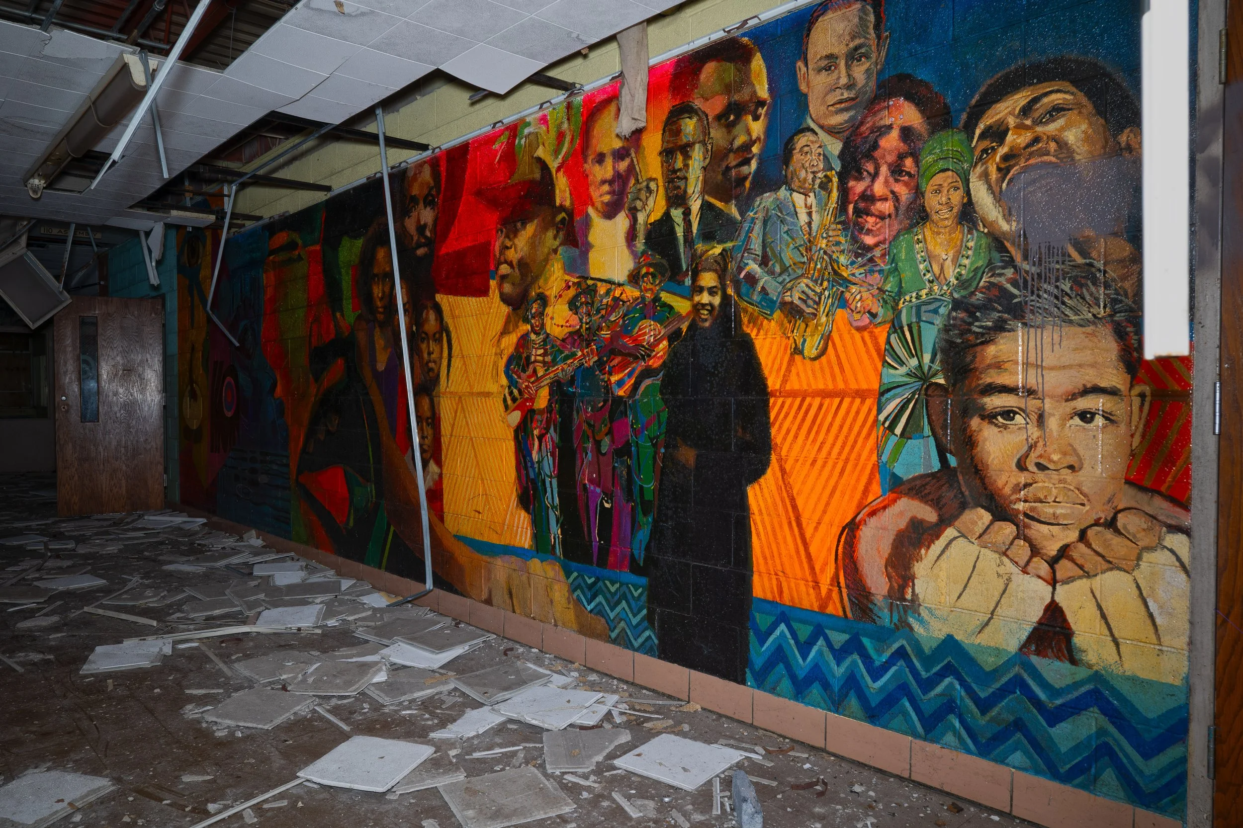 Mural on the wall in the common area section of the school