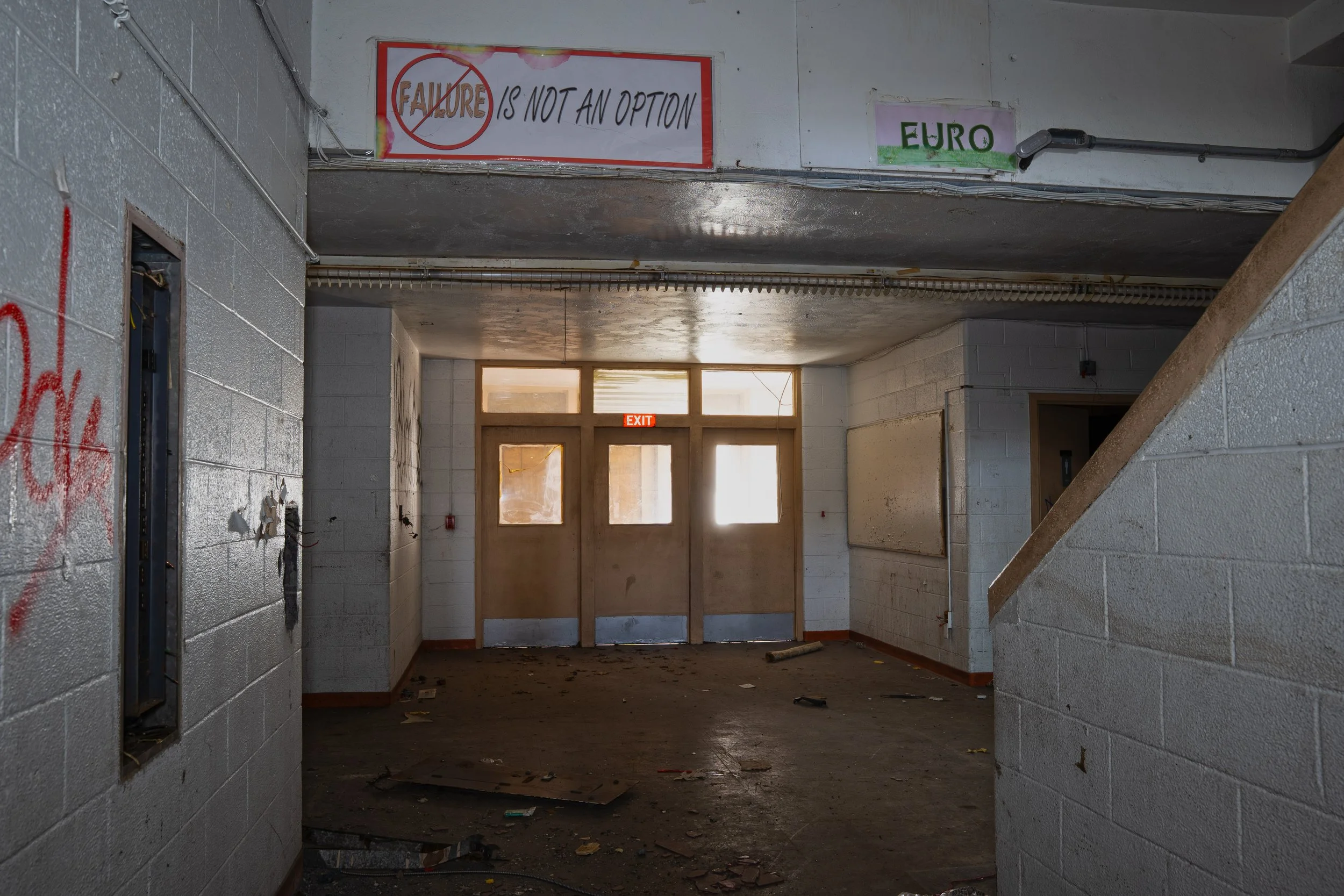 One of the main entrances to the school