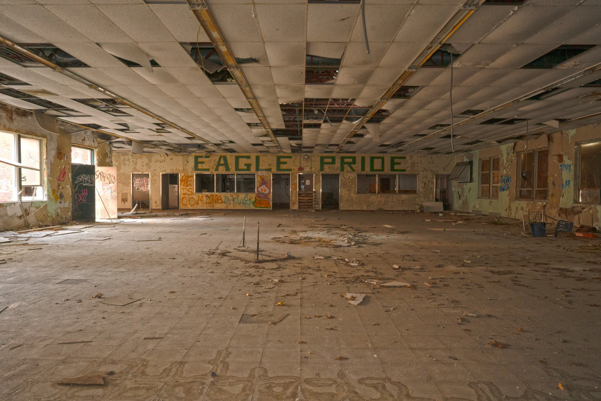 The Cafeteria was part of the later addition and hosts a "Eagle Pride" Mural on the wall
