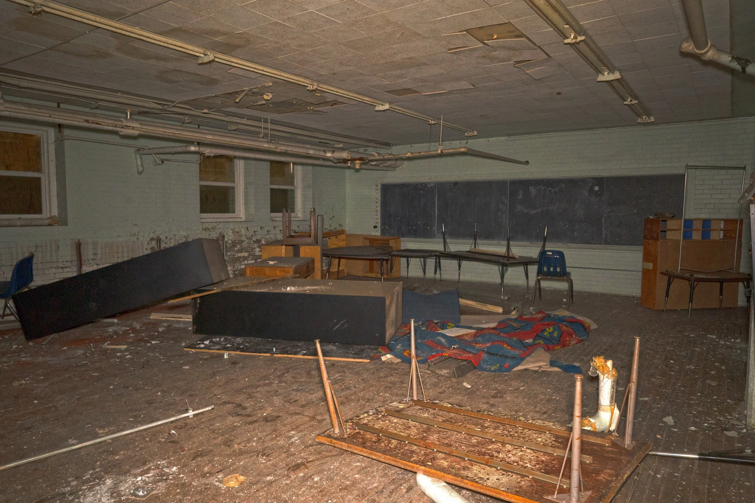 A basement classroom