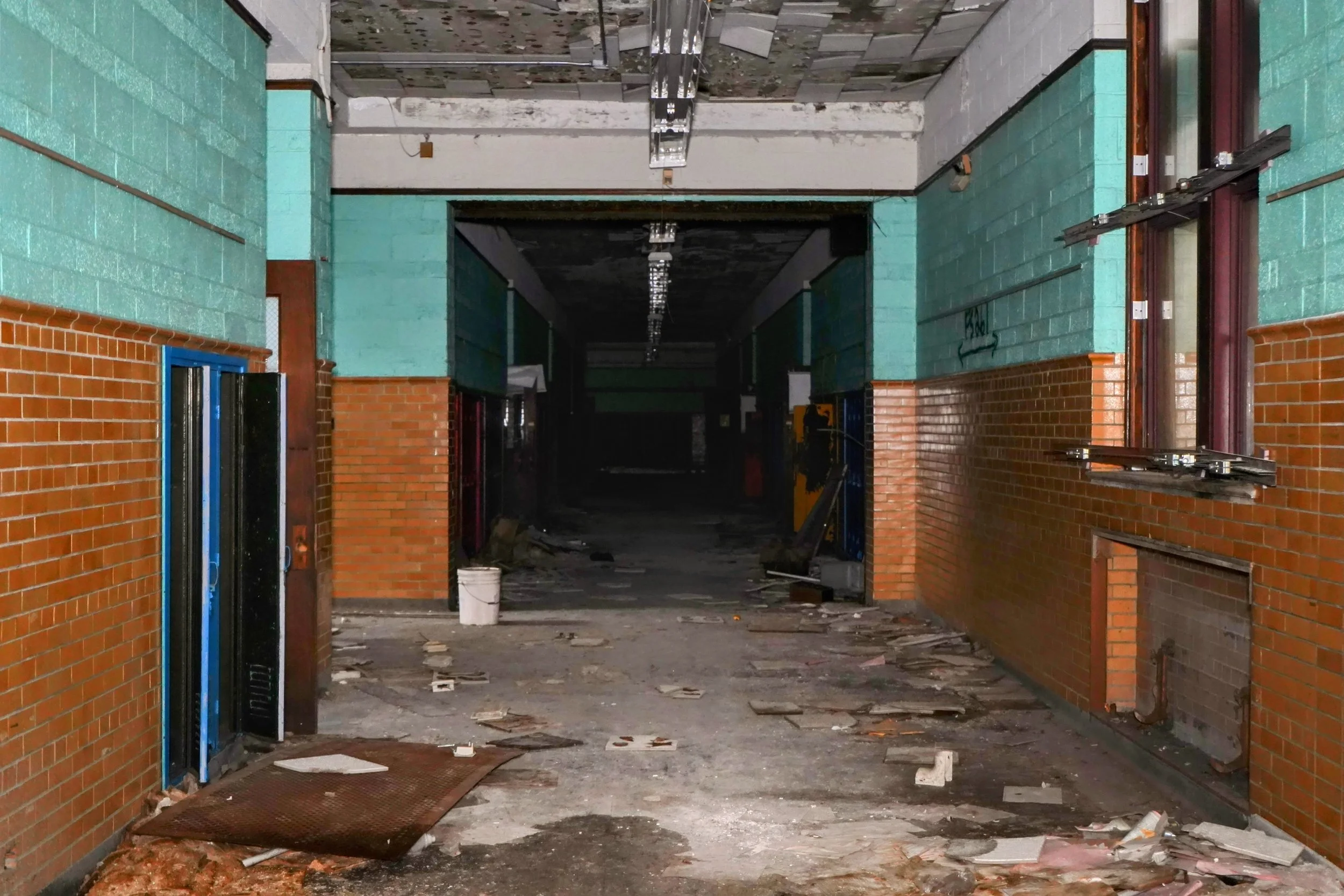 Some hallways remain dark due to lack of windows