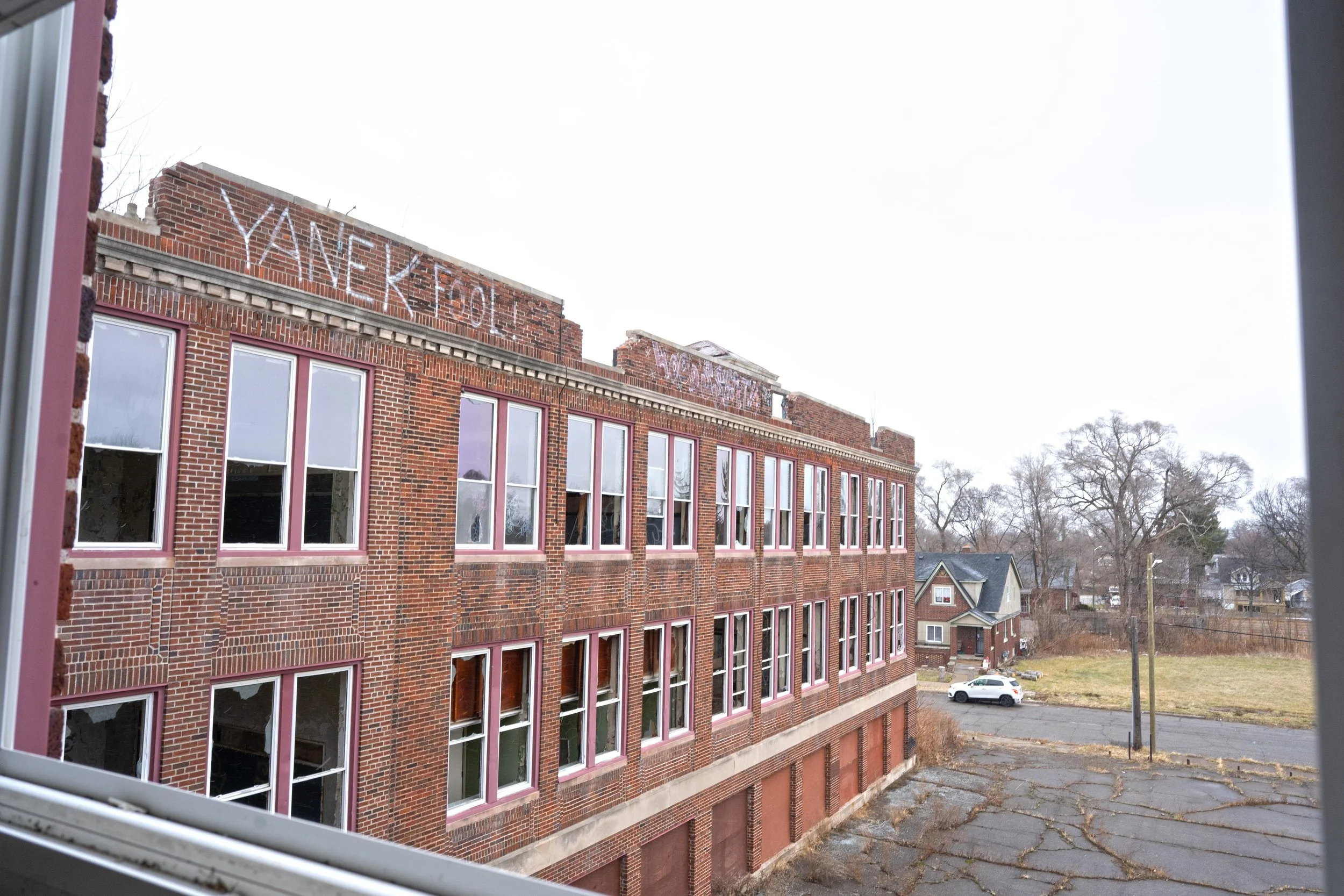 Looking out at the school from the 3rd floor