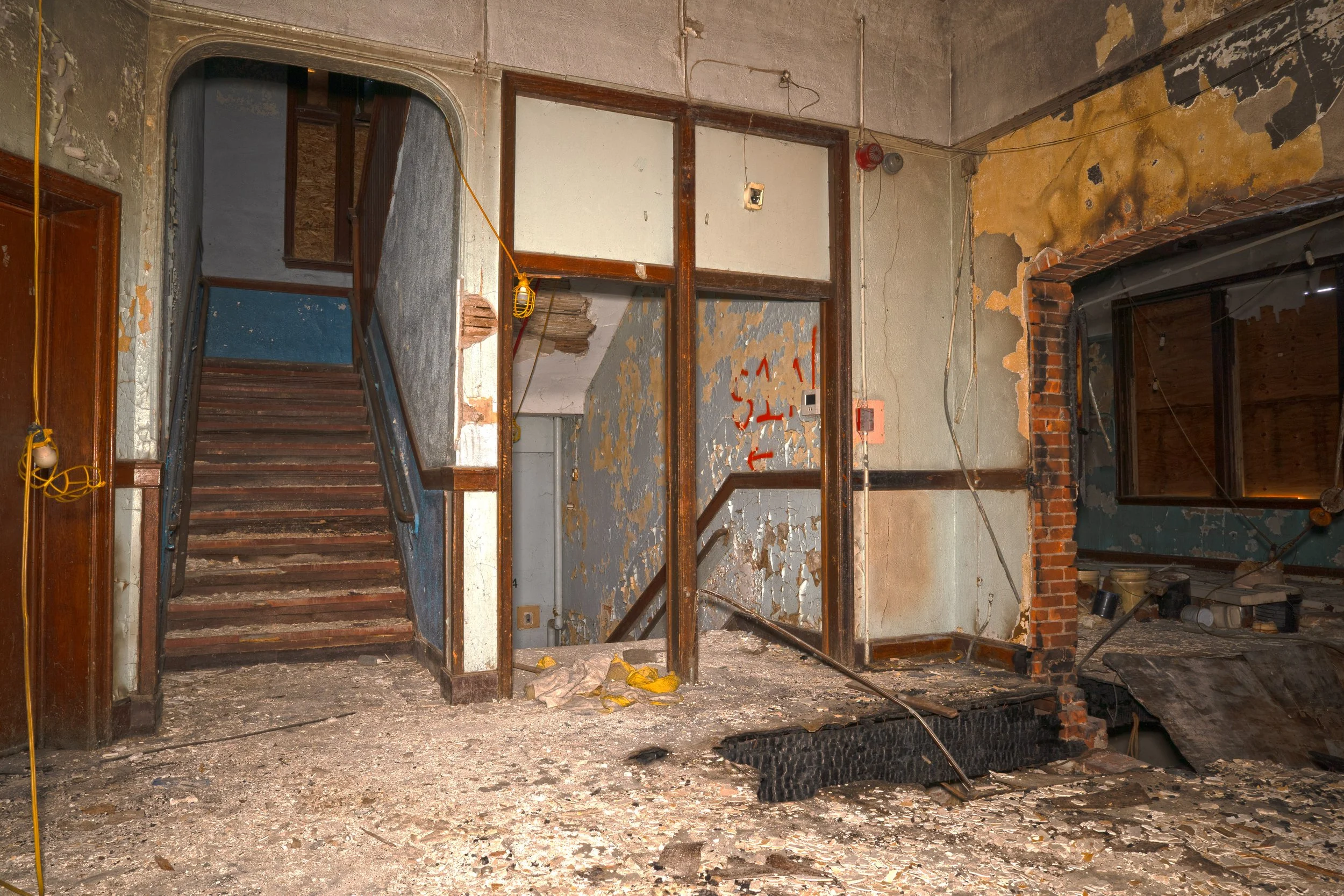 Many early schools in Detroit like Monieth feature designs that would never pass modern fire code regulations 