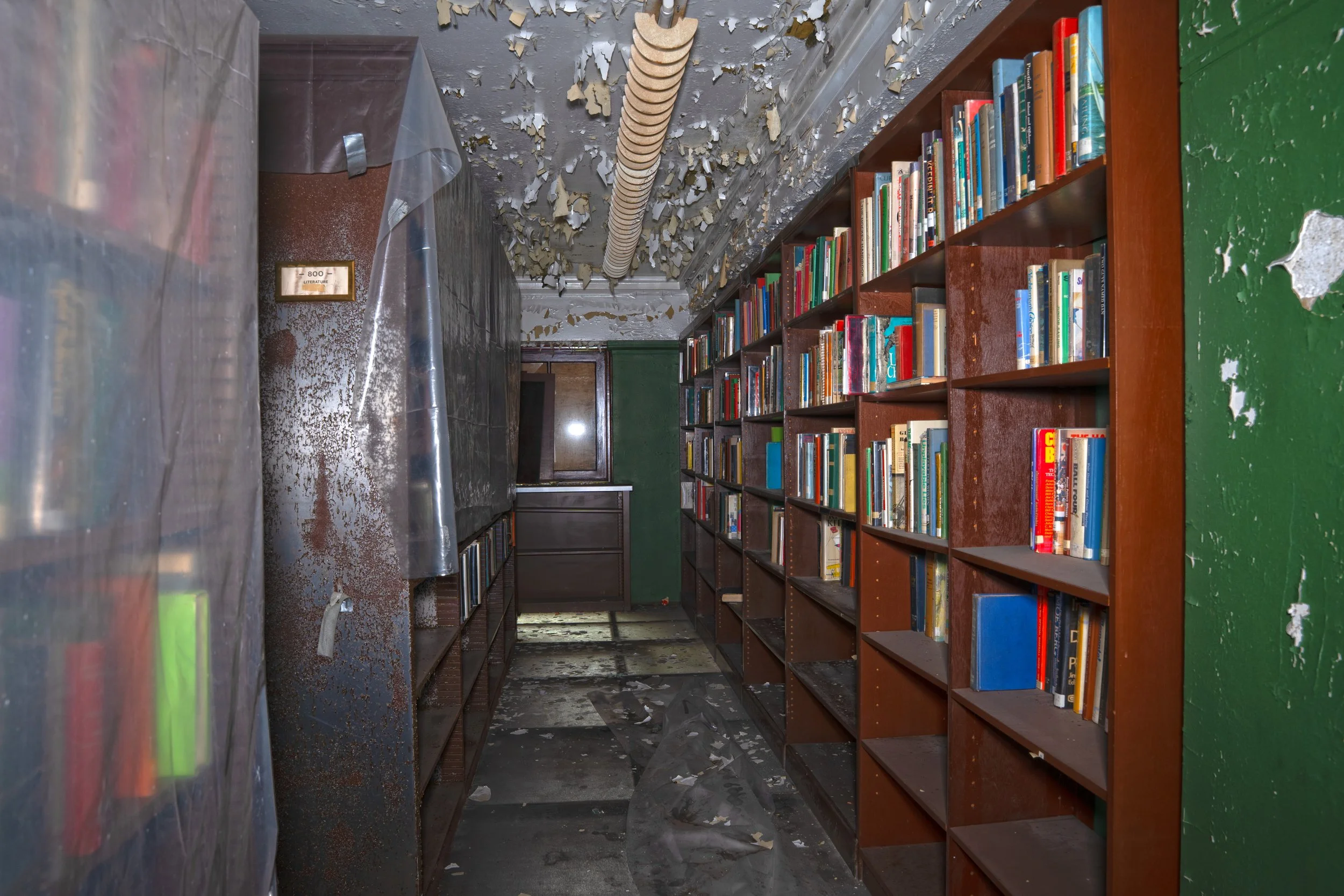2nd floor book storage section with books still intact