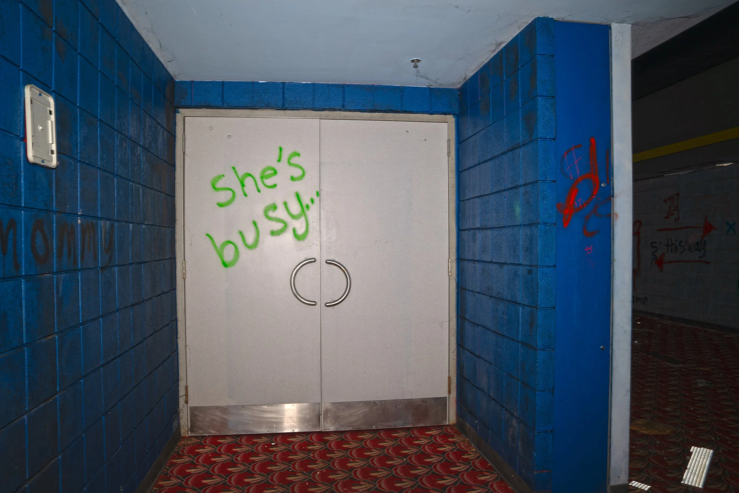 One of the doors into a end theater in the 5-10 hallway