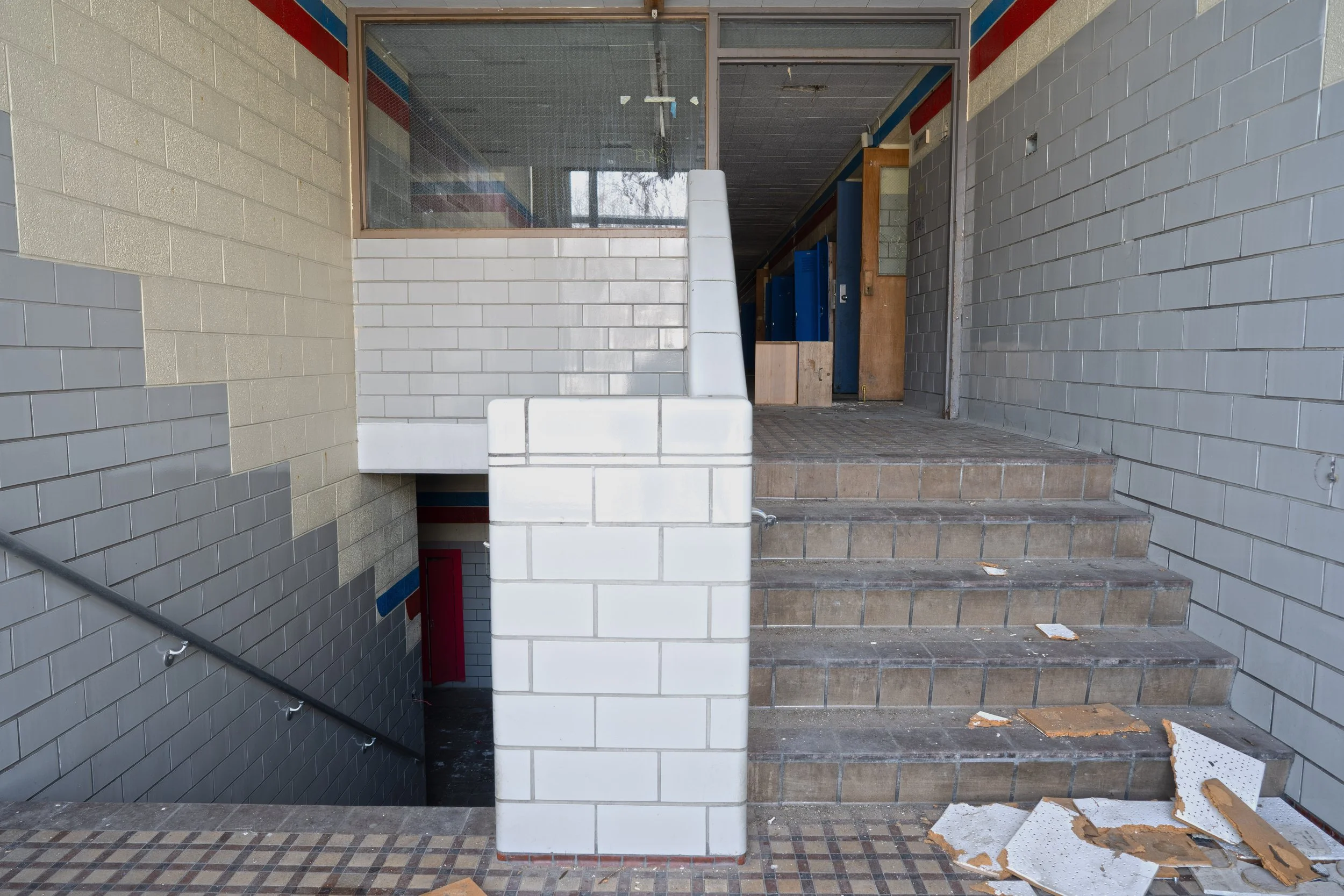 Stairwell with 1st floor below and 2nd floor above