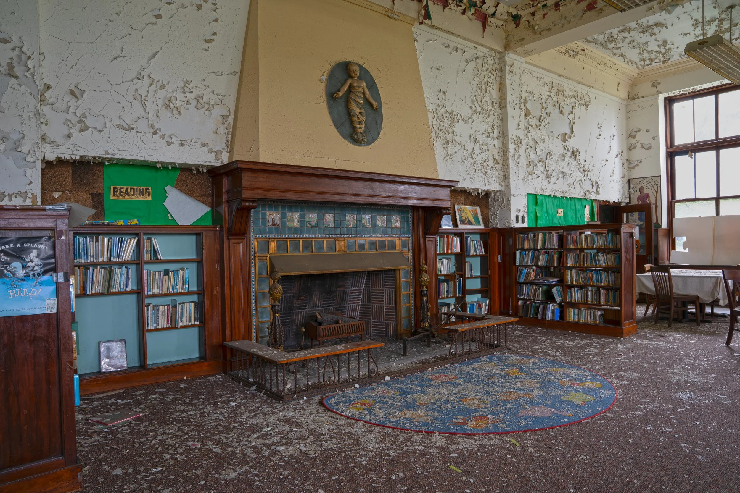 Fireplace in children's section