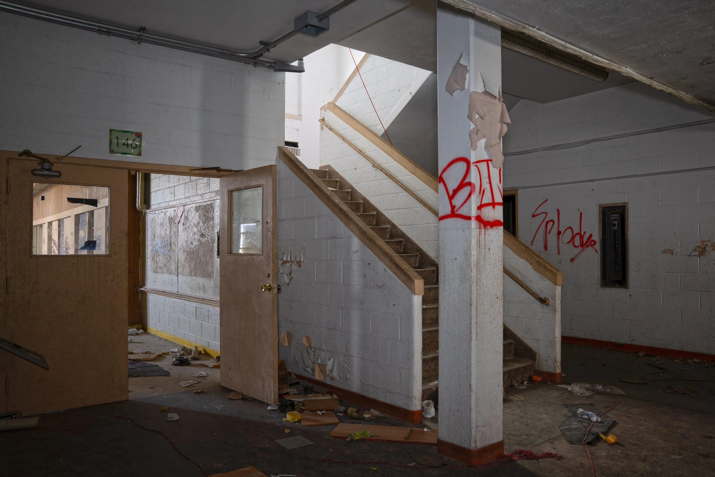Staircase leading up to 2nd floor nearby main entrance