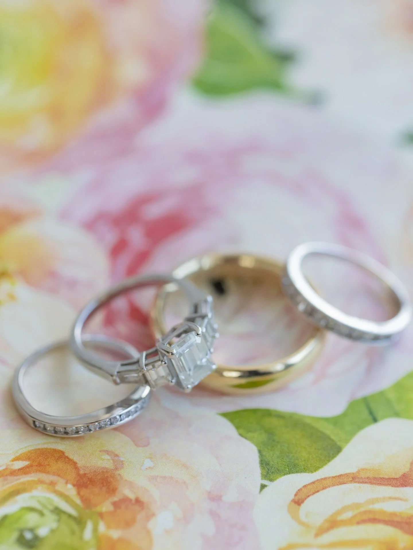 In honor of engagement season, some classic ring + wedding band pairings from our lovely couples ✨⁠