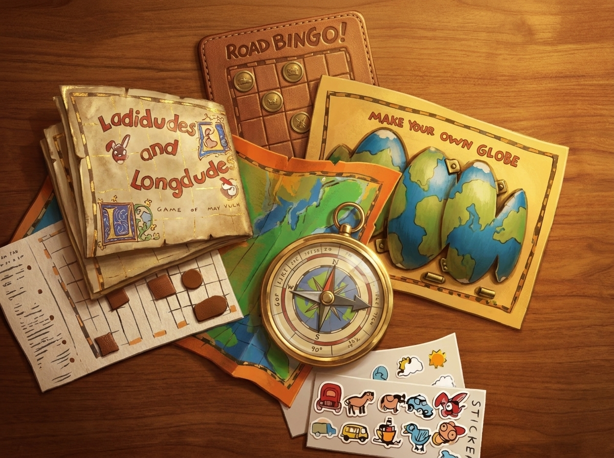 Inside Maps & Drawer Items 
A look at the interior maps and components stored within the pull-out drawer of the suitcase learning kit.