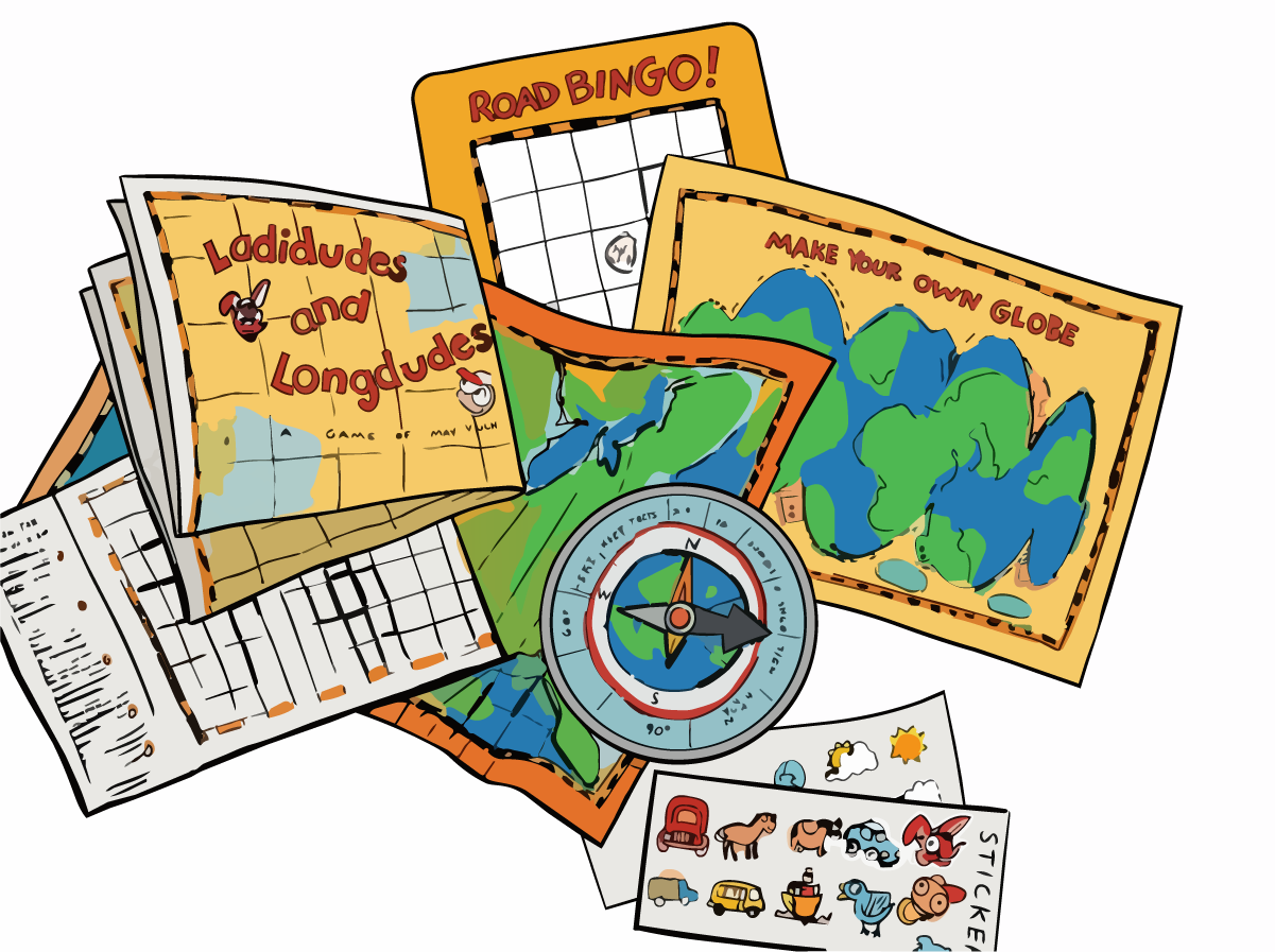 Road Bingo 
A geography-themed road bingo game encouraging attention, pattern recognition, and real-world exploration.

Make Your Own Globe
A punch-out globe activity that teaches spatial awareness and global geography through hands-on construction.
