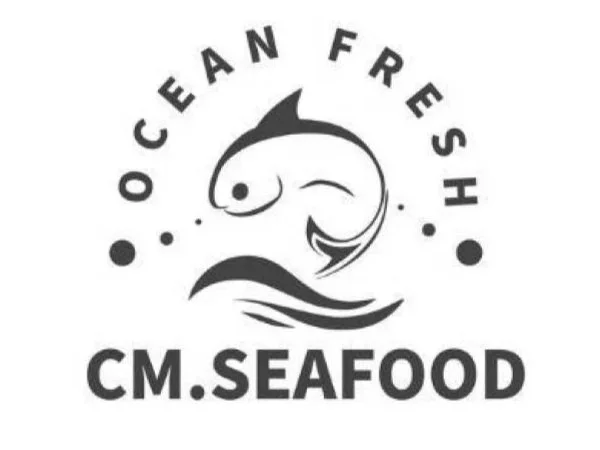Logo featuring a stylized fish with the text 'Ocean Fresh' curved around the top and 'CM.SEAFOOD' at the bottom in bold letters.