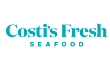 Costi's Fresh Seafood logo with blue text on a white background.