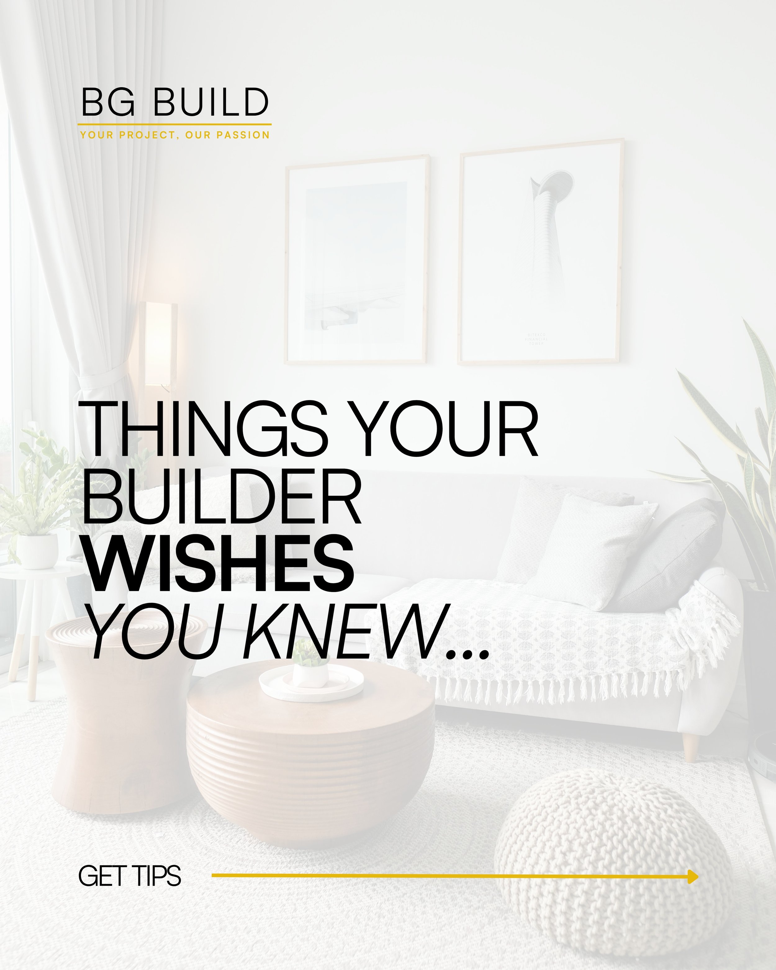BUILDING TIP 🔨

Things your builder wishes you knew 🏠

Swipe through for our tips &rarr;

Every project is different, which is why we take a tailored approach at BG Build. We&rsquo;ll work through the options with you to find what works best for yo