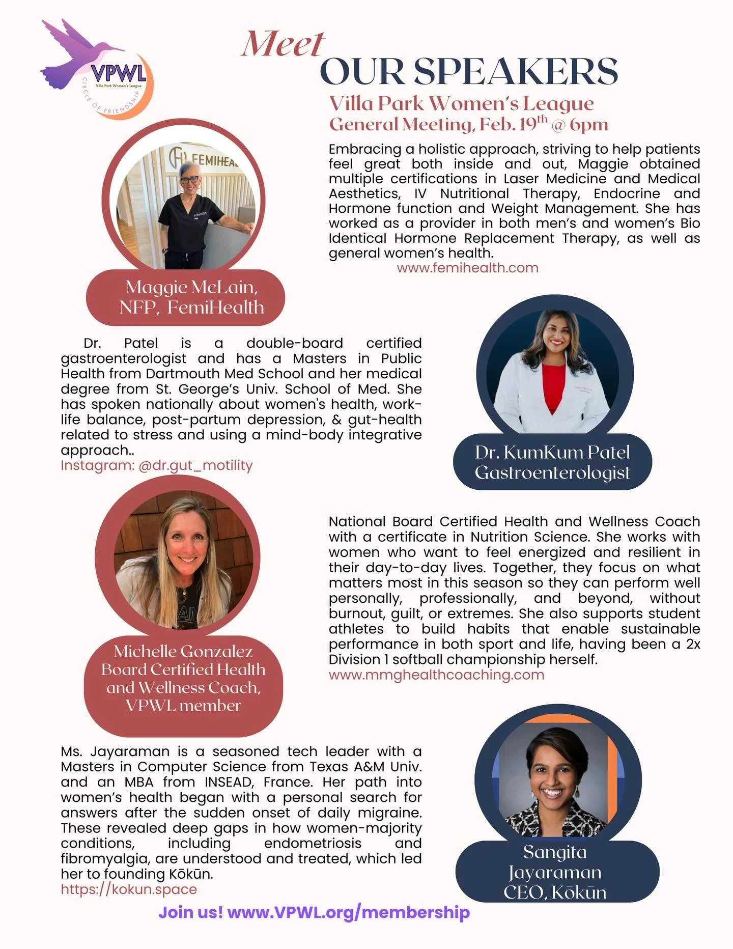 I&rsquo;m honored to be part of the February women&rsquo;s health panel for the Villa Park Women&rsquo;s League. 

A welcome opportunity to share my passion for foundational wellness with my local community. 

I&rsquo;ll be sharing evidence-based str