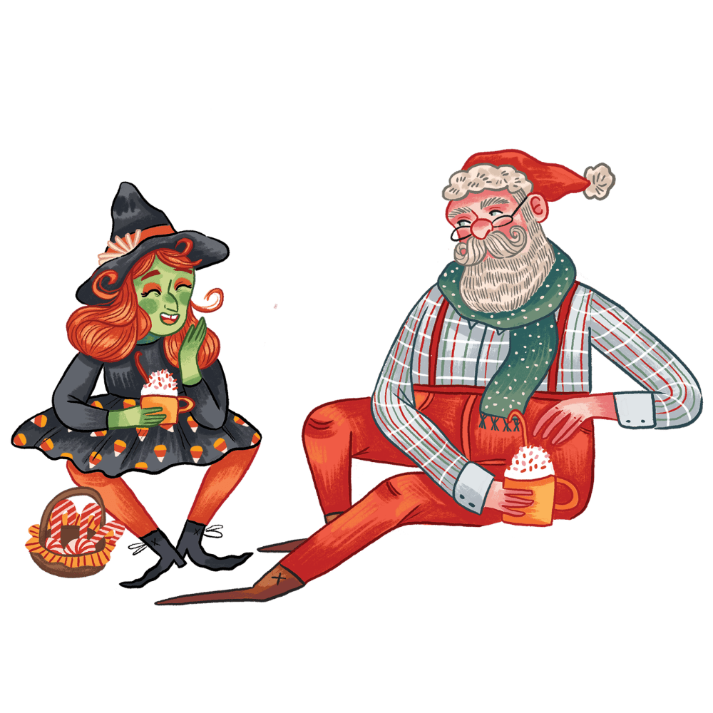 Witch Grannie with Santa