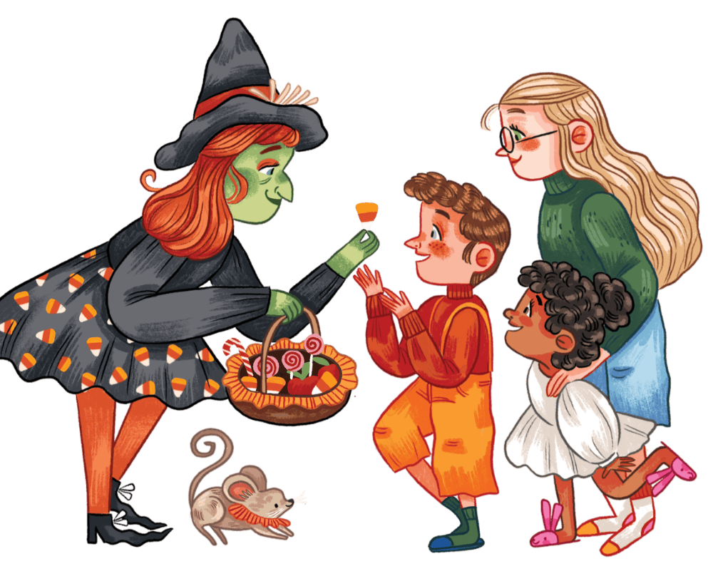 witch grannie with kids