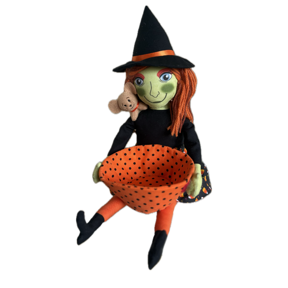 Witch Grannie soft toy with basket