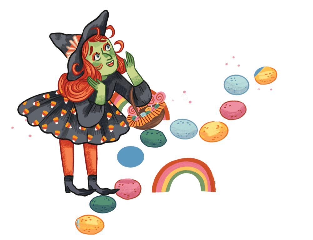 Witch Grannie on the jelly bean path