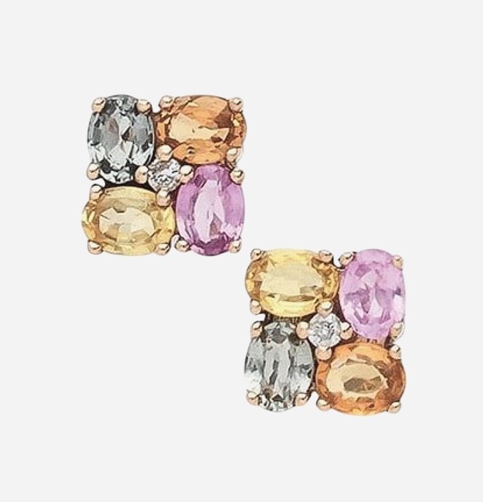 Pink gold and sapphires earrings