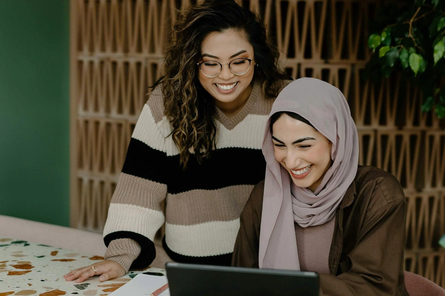 two ladies working