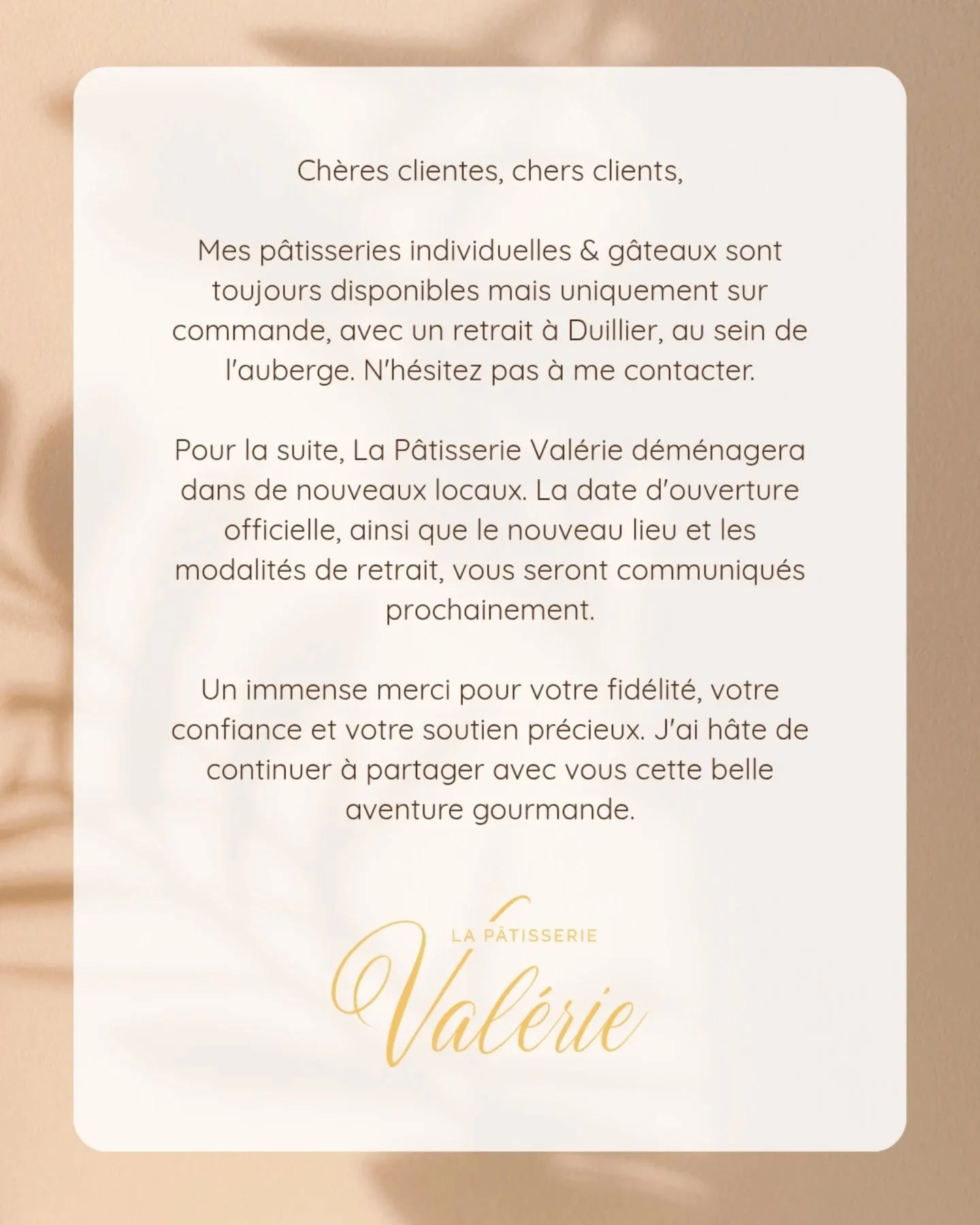 𝐿'𝑎𝑣𝑒𝑛𝑡𝑢𝑟𝑒 𝑛𝑒 𝑠'𝑎𝑟𝑟𝑒̂𝑡𝑒 𝑝𝑎𝑠 𝑙𝑎̀, 𝑑𝑒 𝑛𝑜𝑢𝑣𝑒𝑎𝑢𝑥 𝑝𝑟𝑜𝑗𝑒𝑡𝑠 𝑎𝑟𝑟𝑖𝑣𝑒𝑛𝑡 𝑏𝑖𝑒𝑛𝑡𝑜̂𝑡 💛 

𝐿𝑎 𝑃𝑎̂𝑡𝑖𝑠𝑠𝑒𝑟𝑖𝑒 𝑉𝑎𝑙𝑒́𝑟𝑖𝑒 🍰