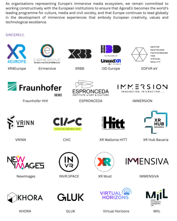 Eirmersive joins XR4Europe and organisations from 10 countries in calling for immersive media and XR to be explicitly recognised within AgoraEU's MEDIA+ strand 