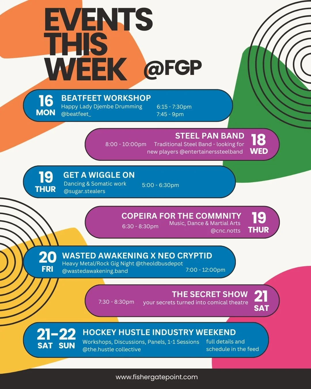 🌟 Events this week at FGP and TheOldBusDepot 🌟

Find full details for workshops, classes and plays on the FGP website (link in bio)

Event and gig details on the main feed