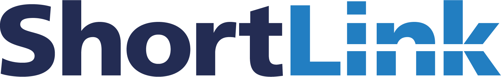 En illustration av texten 'ShortLink' i blå och svart färg.