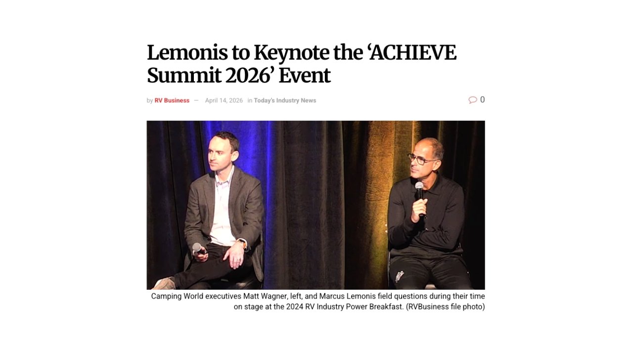 ACHIEVE Summit 2026 Featured in RVBusiness with Marcus Lemonis Keynote Announcement