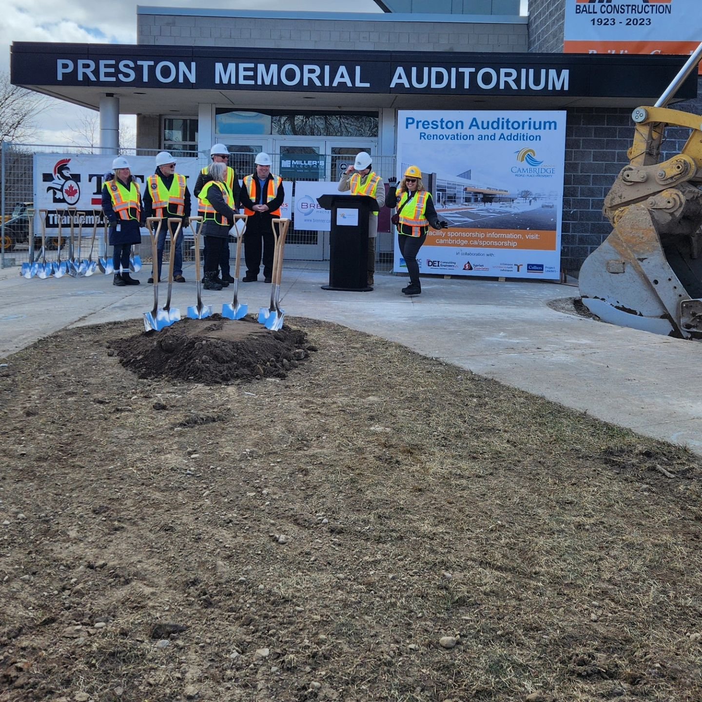 Ground Breaking Ceremony for the renovations and additions to Preston Memorial Auditorium. #cityofcambridge #ballconstruction #sprietassociates