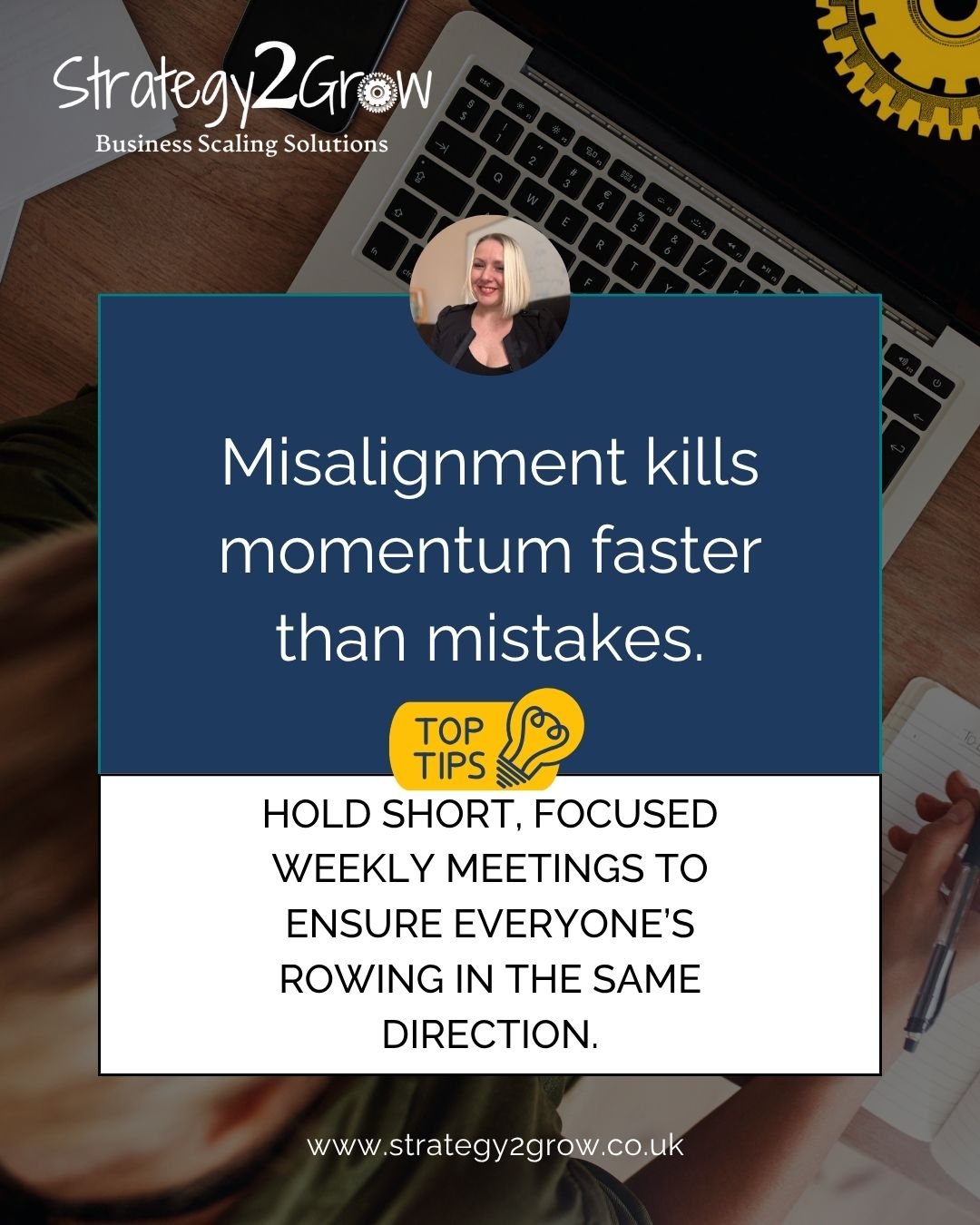 You don&rsquo;t lose momentum because of mistakes, you lose it because of misalignment.

Even the best team fails when priorities aren&rsquo;t clear.

Fix it with one habit: a short, focused weekly sync where everyone leaves clear on goals, blockers,