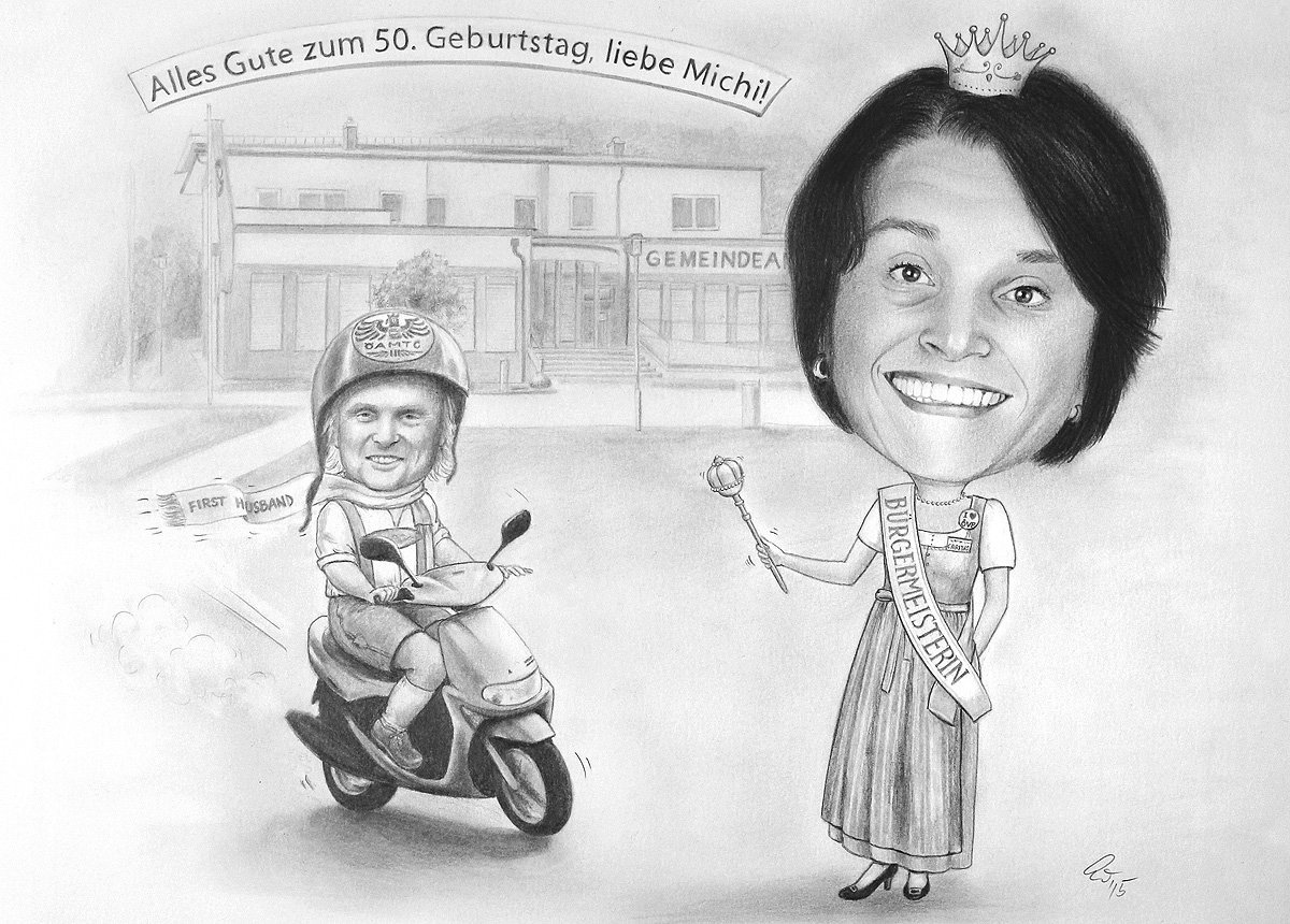 Fein gezeichnet Karikatur