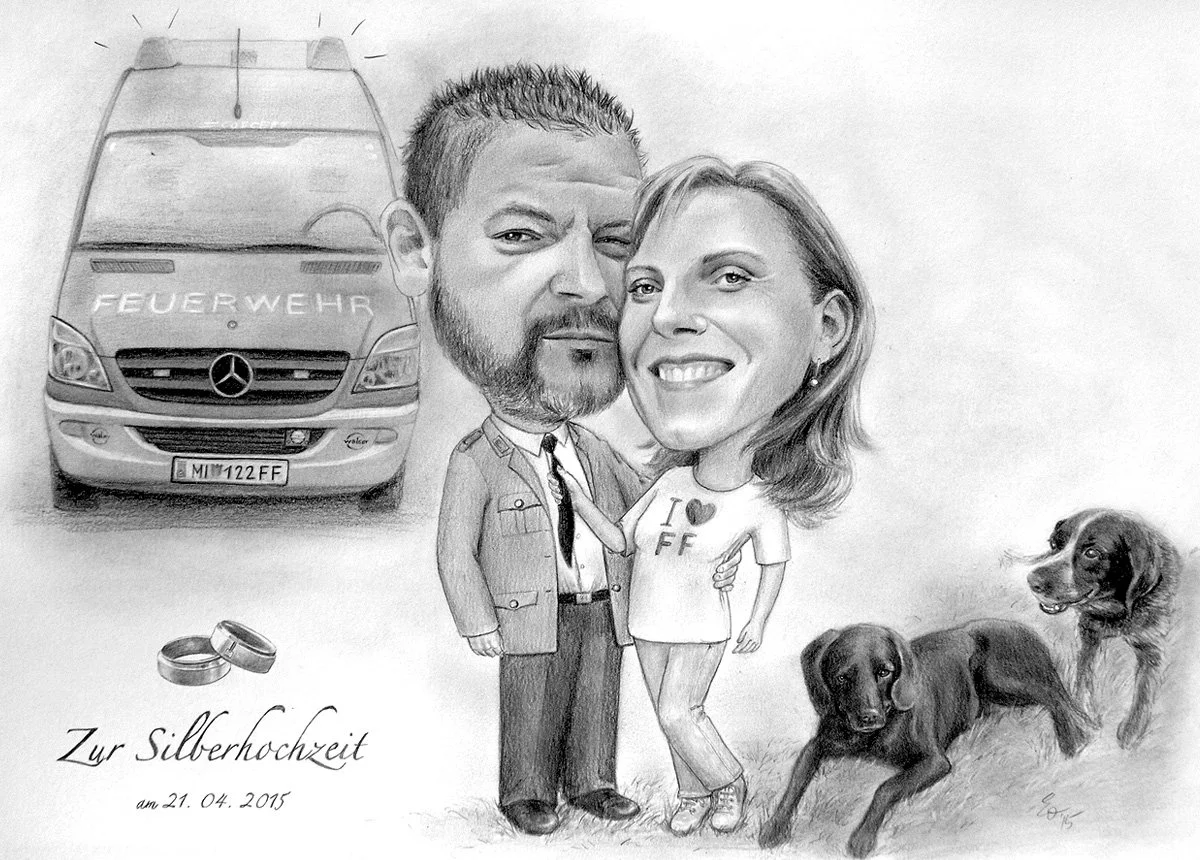 Fein gezeichnet Karikatur