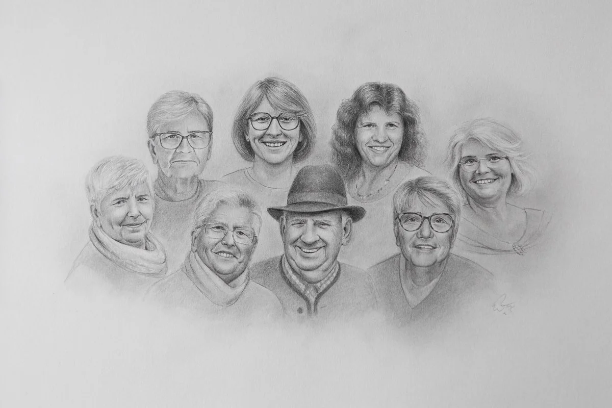 Familienportrait gezeichnet