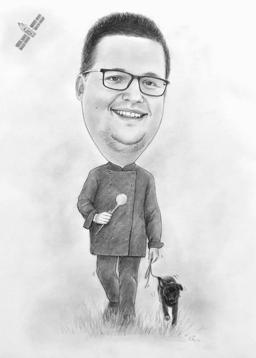 Fein gezeichnet Karikatur