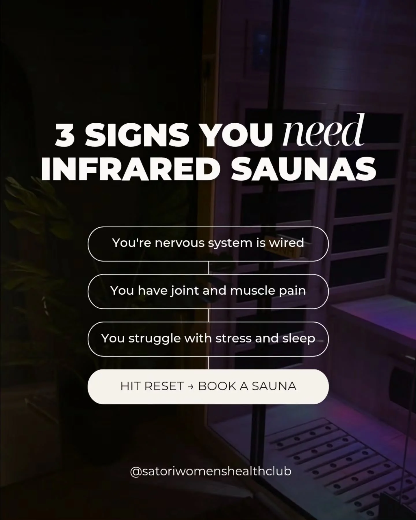 Tired, stressed or sore? 🫶 We've got you!

If you haven't heard 🔥 our private infrared sauna room is COMING SOON!

As part of our club upgrades, we've built a dedicated private sauna room to help you make self care and recovery a part of your routi