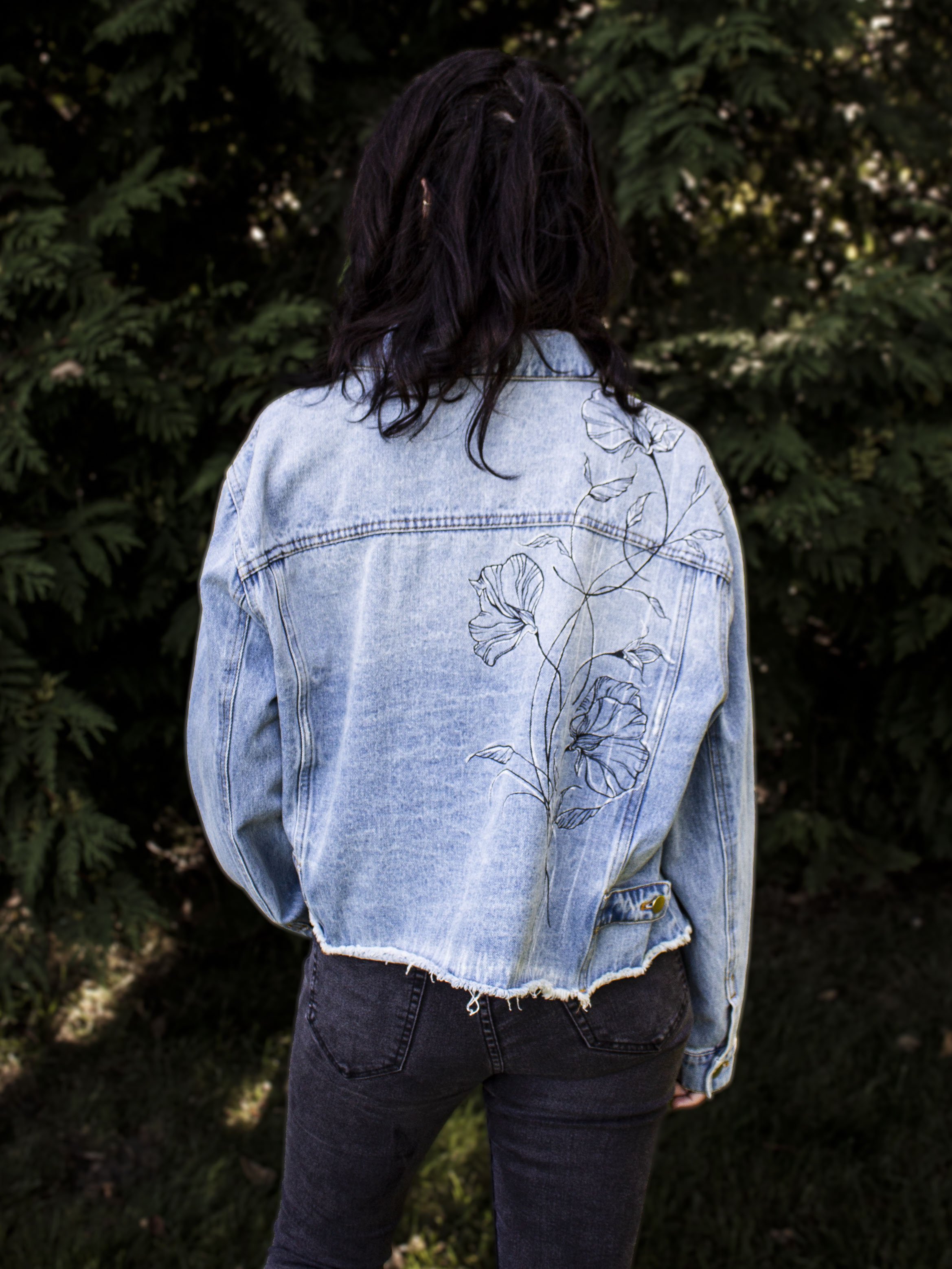 Ornamental Floral Denim Jacket | Large