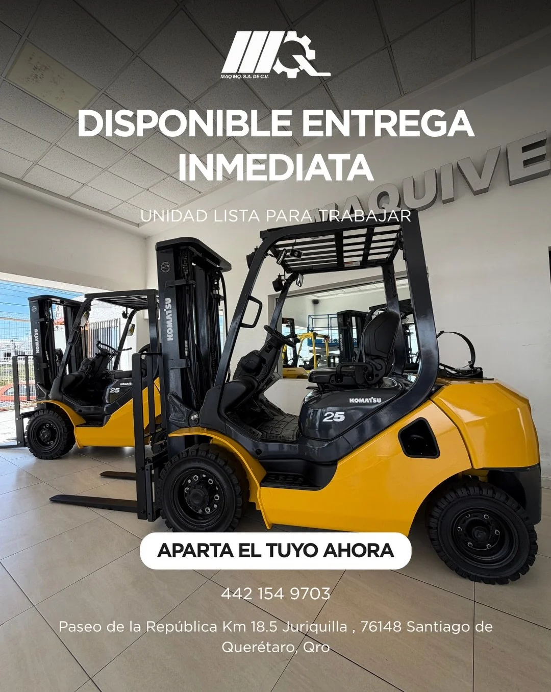 Montacargas Komatsu con entrega inmediata 

✅ Capacidad 2.5 toneladas 
✅ Altura 4.80 metros 
✅ Env&iacute;os a toda la Rep&uacute;blica mexicana 🇲🇽

&iexcl;Cont&aacute;ctanos! 
wa.me/+524421549703