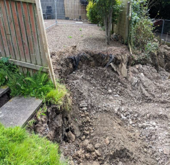 Sink hole at a managed development in Edinburgh.
