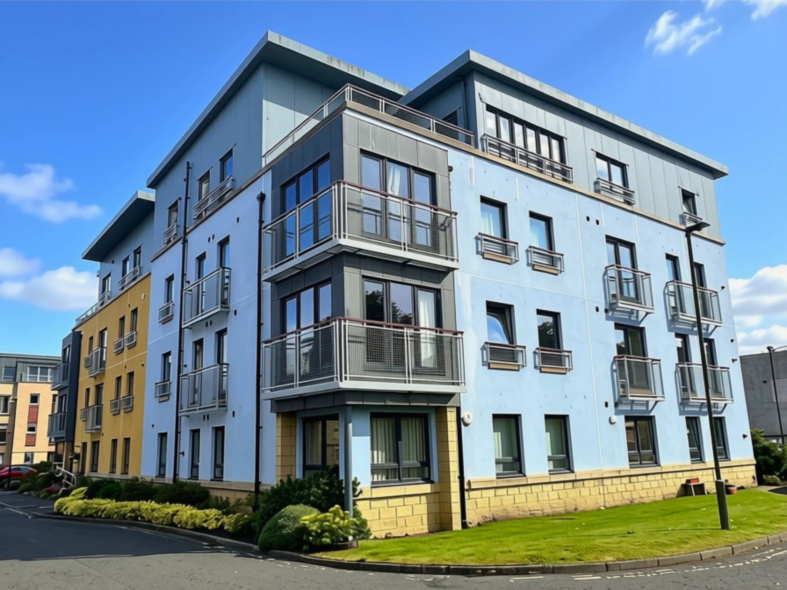 Freshly painted ironwork at an Edinburgh development