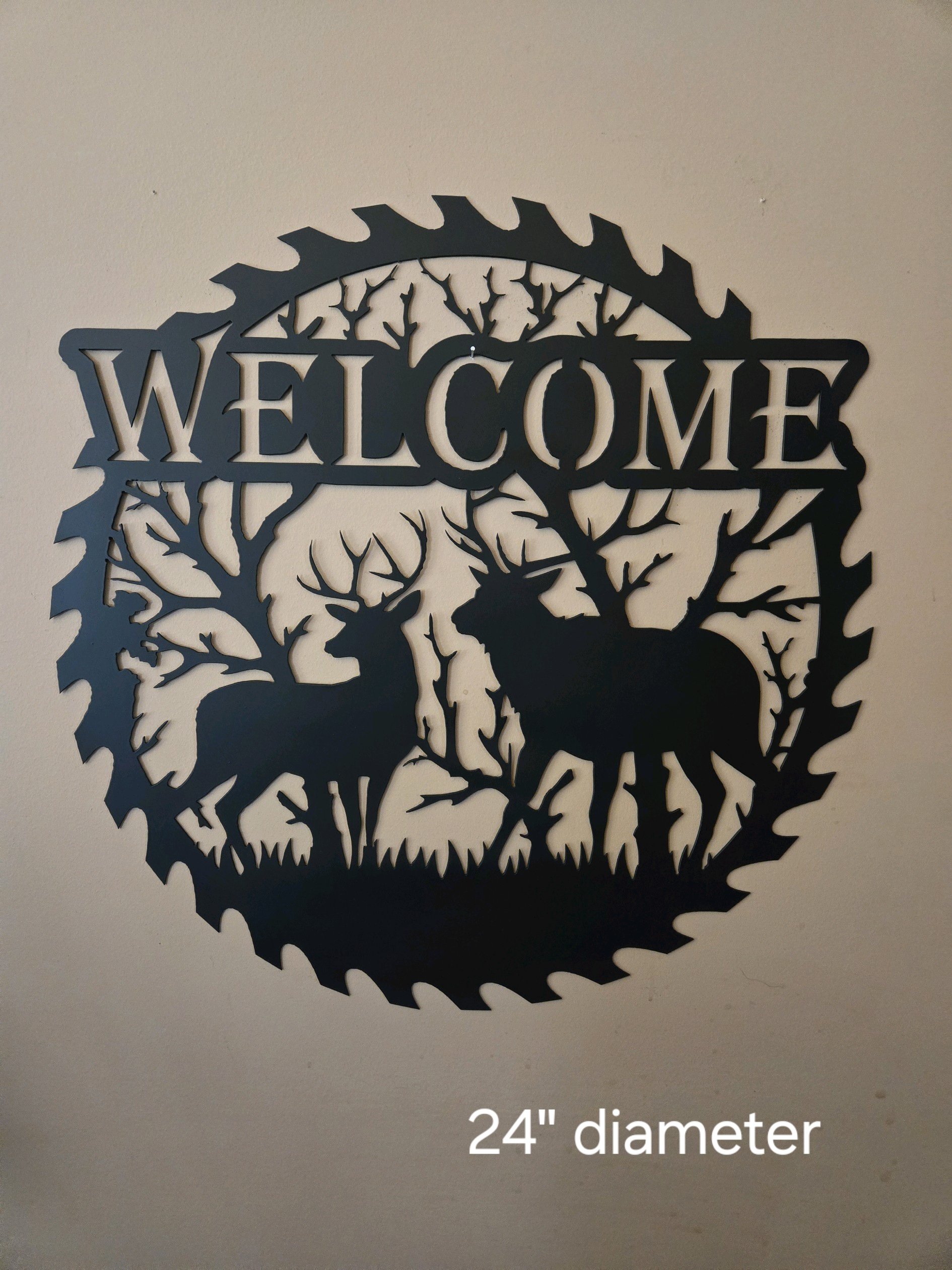 Sawblade Deer Welcome Sign