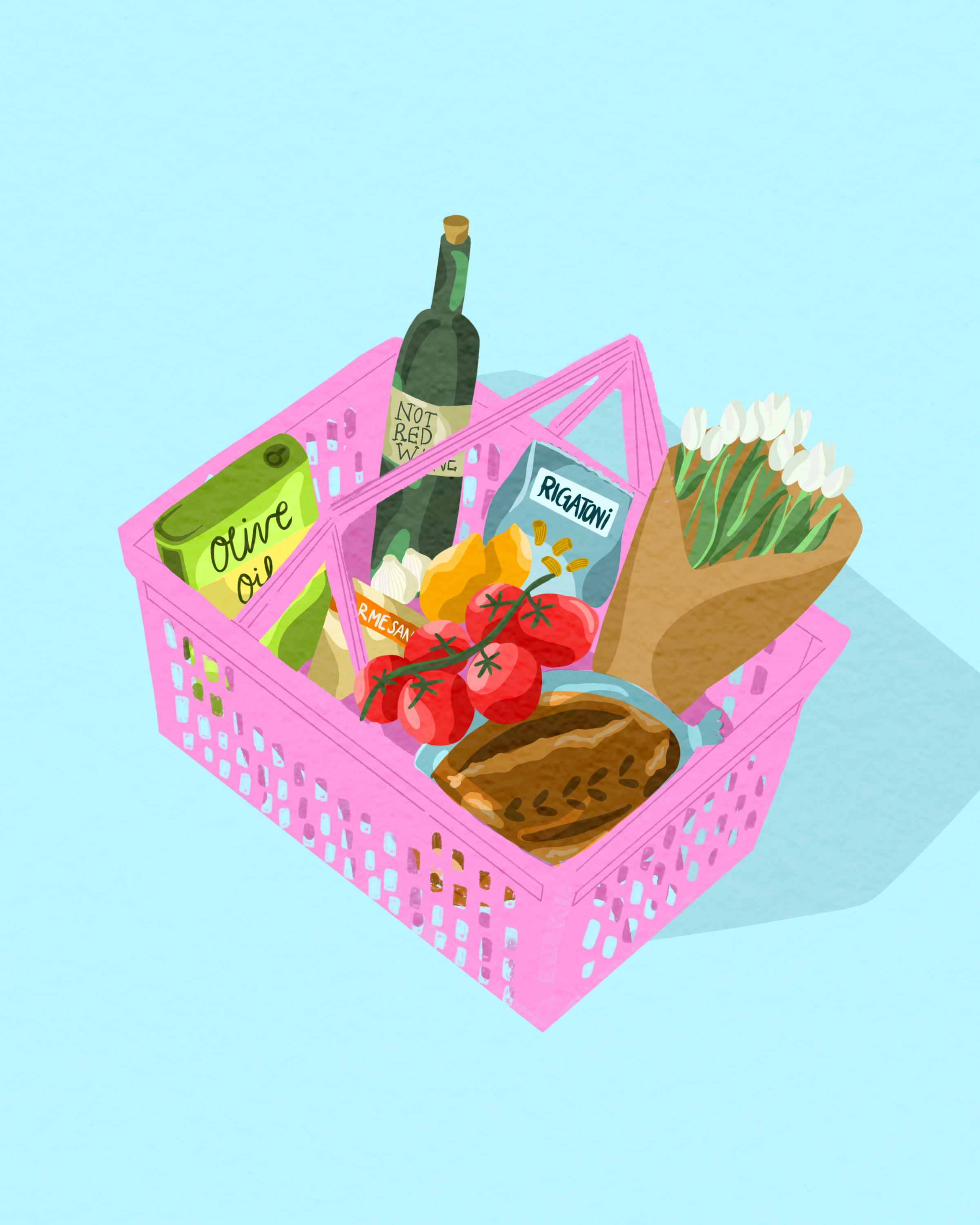 Pink Grocery Basket