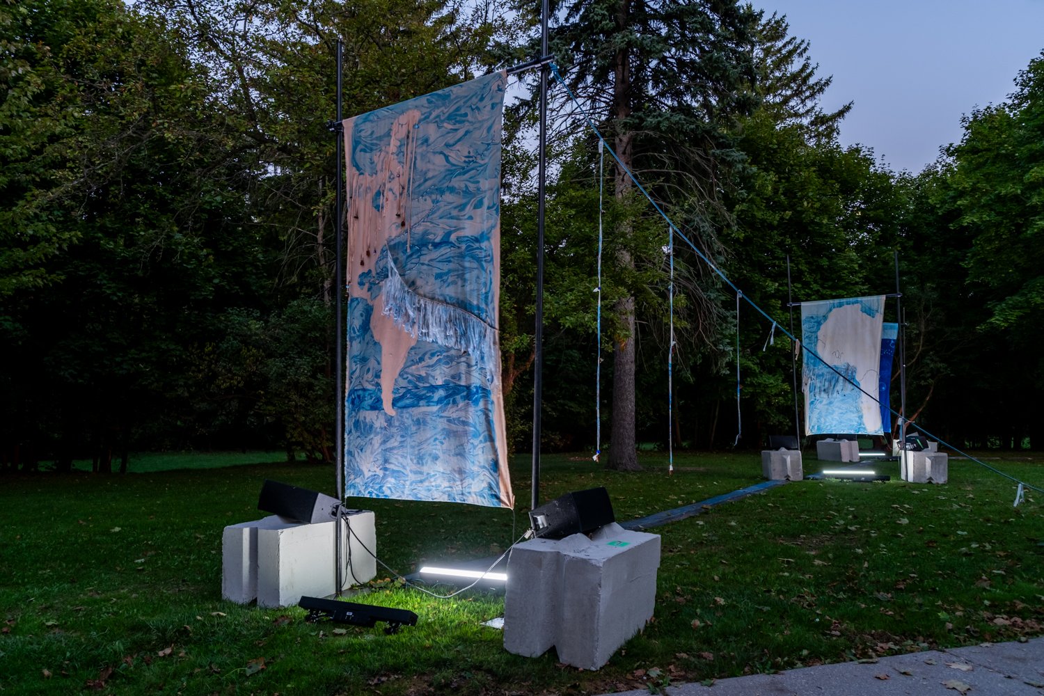 Alizee Zorlutuna, textile and sound installation "The Places We Carry", Photo by Jae Yang