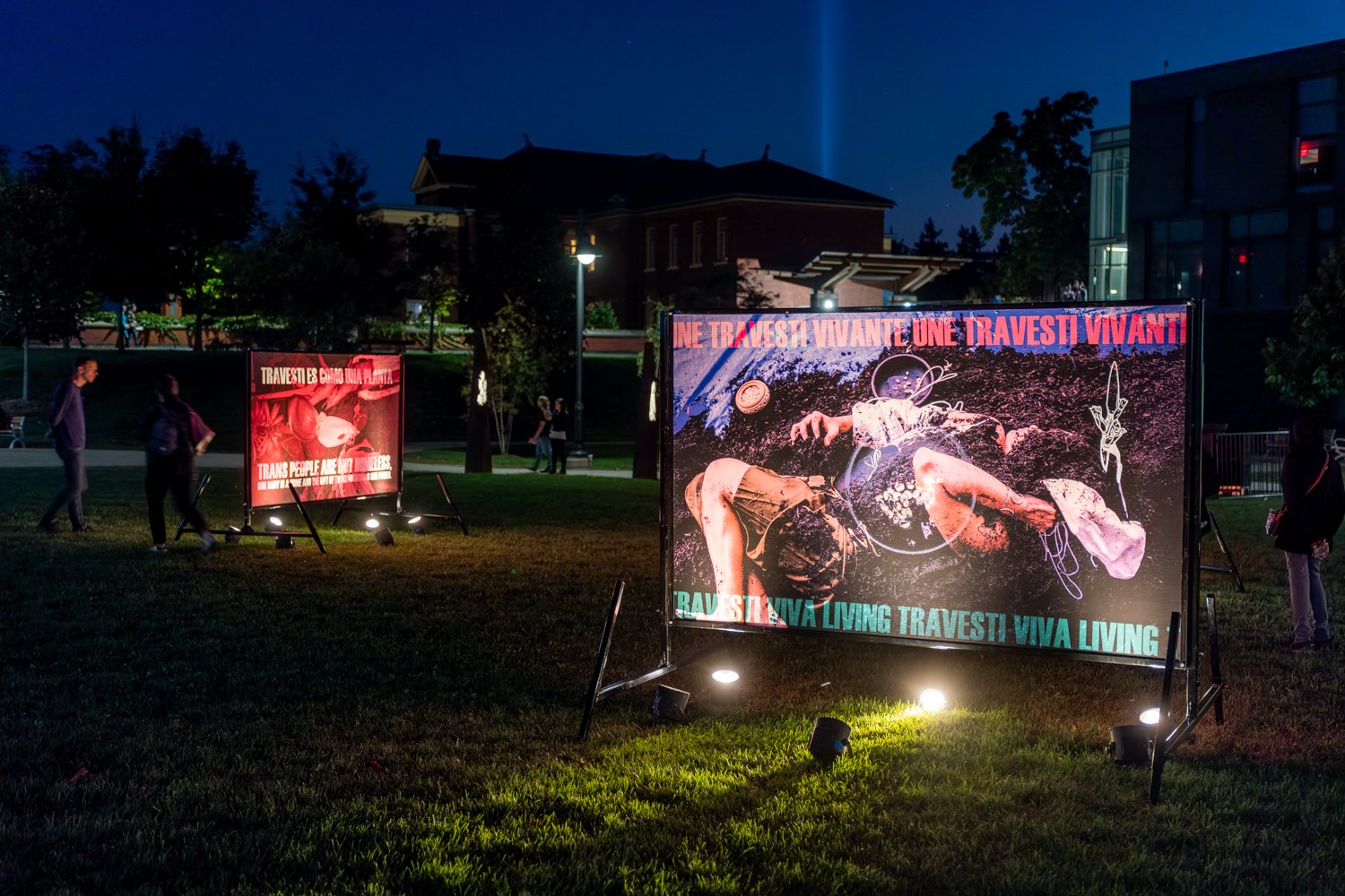 Sy Gomes, photograph and sound installation "See me From a Distance: Travesti Billboards/ Me vejam de longe: Outdoors Travesti  / Regarde-moi de loin: Panneaux travesti / Mírenme de lejos: Carteleras Travesti", Photo by Jae Yang  