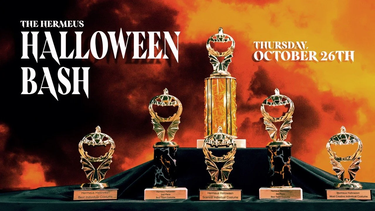 Not everything was all serious - I got to make some fun graphics for internal events, like this photoshoot and banner for our annual Halloween party.