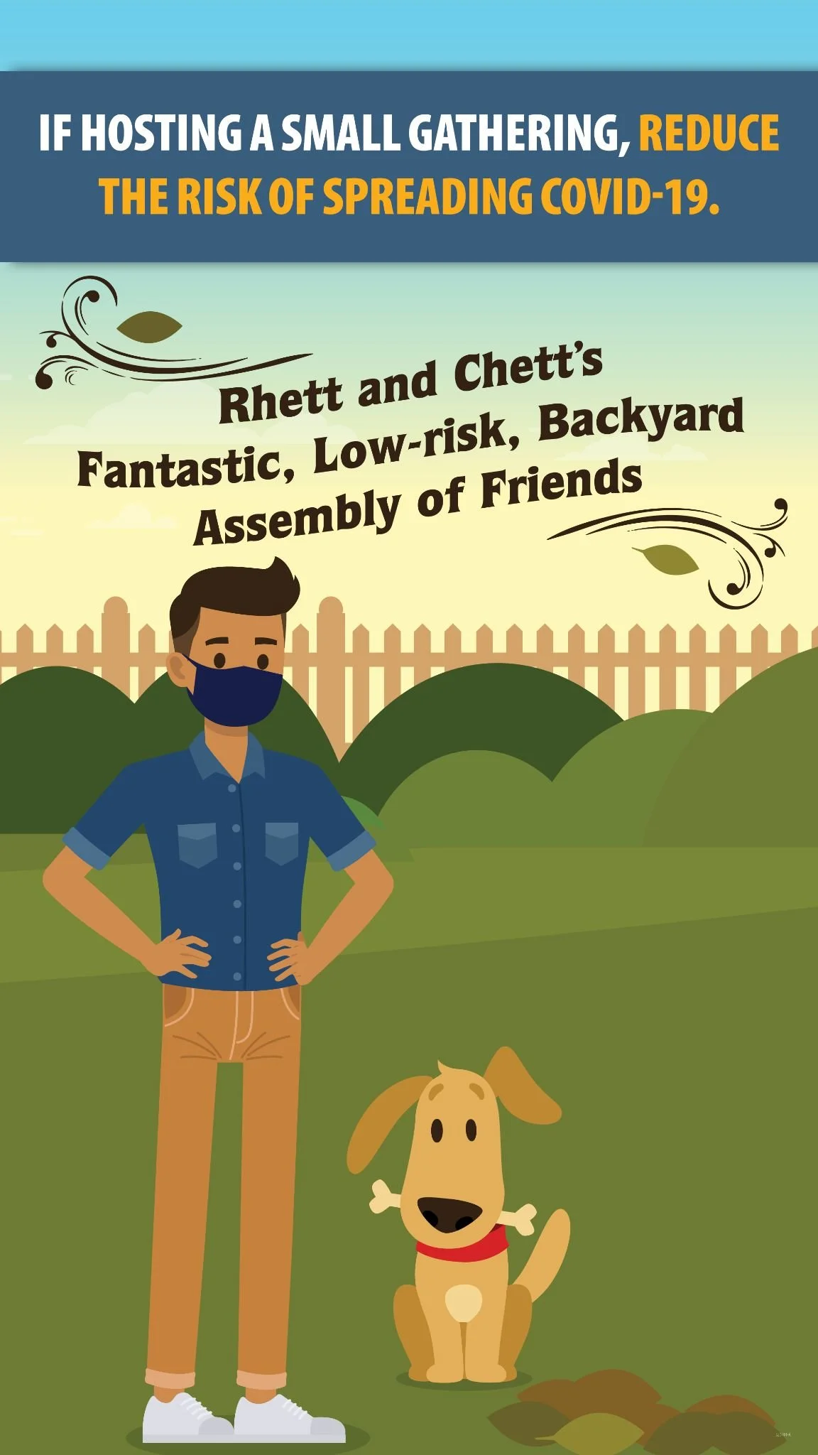 The lead panel of a story with guidance on how to hold safe gatherings outside. 