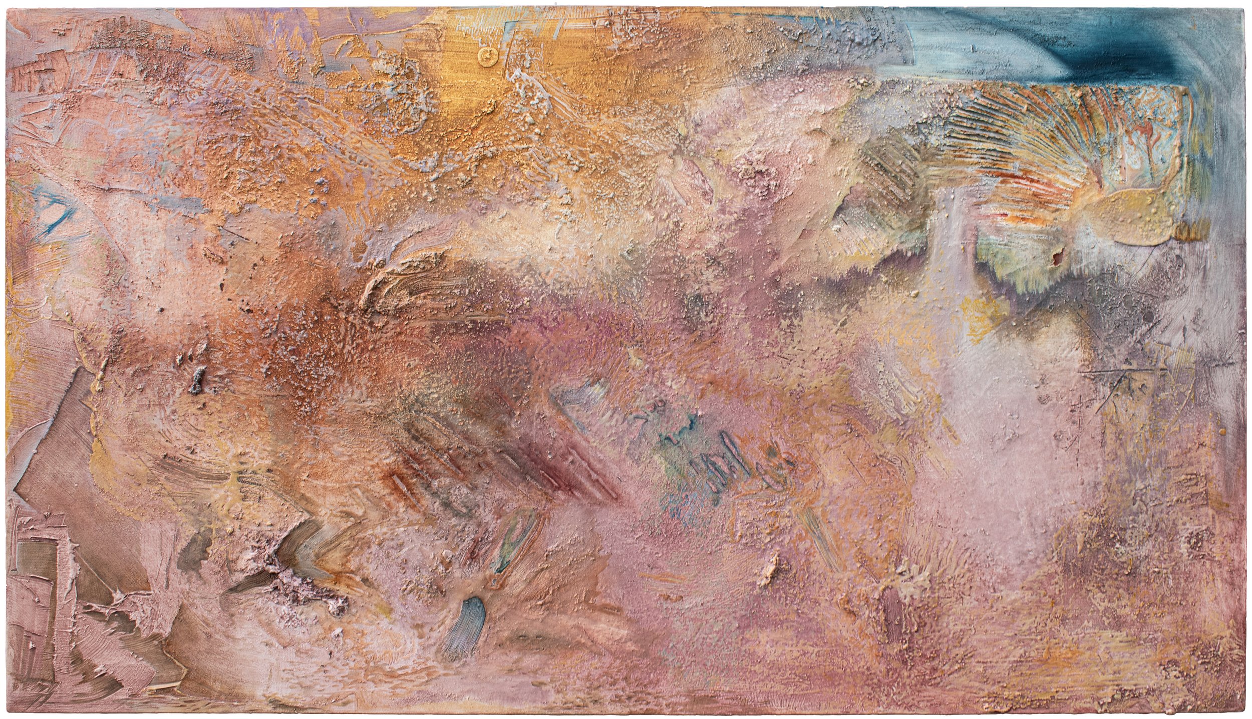 (Automatism Series) Untitled 2 - Oil, Wall glue powder, Calcium Carbonate - 85cm x 152cm - 2023