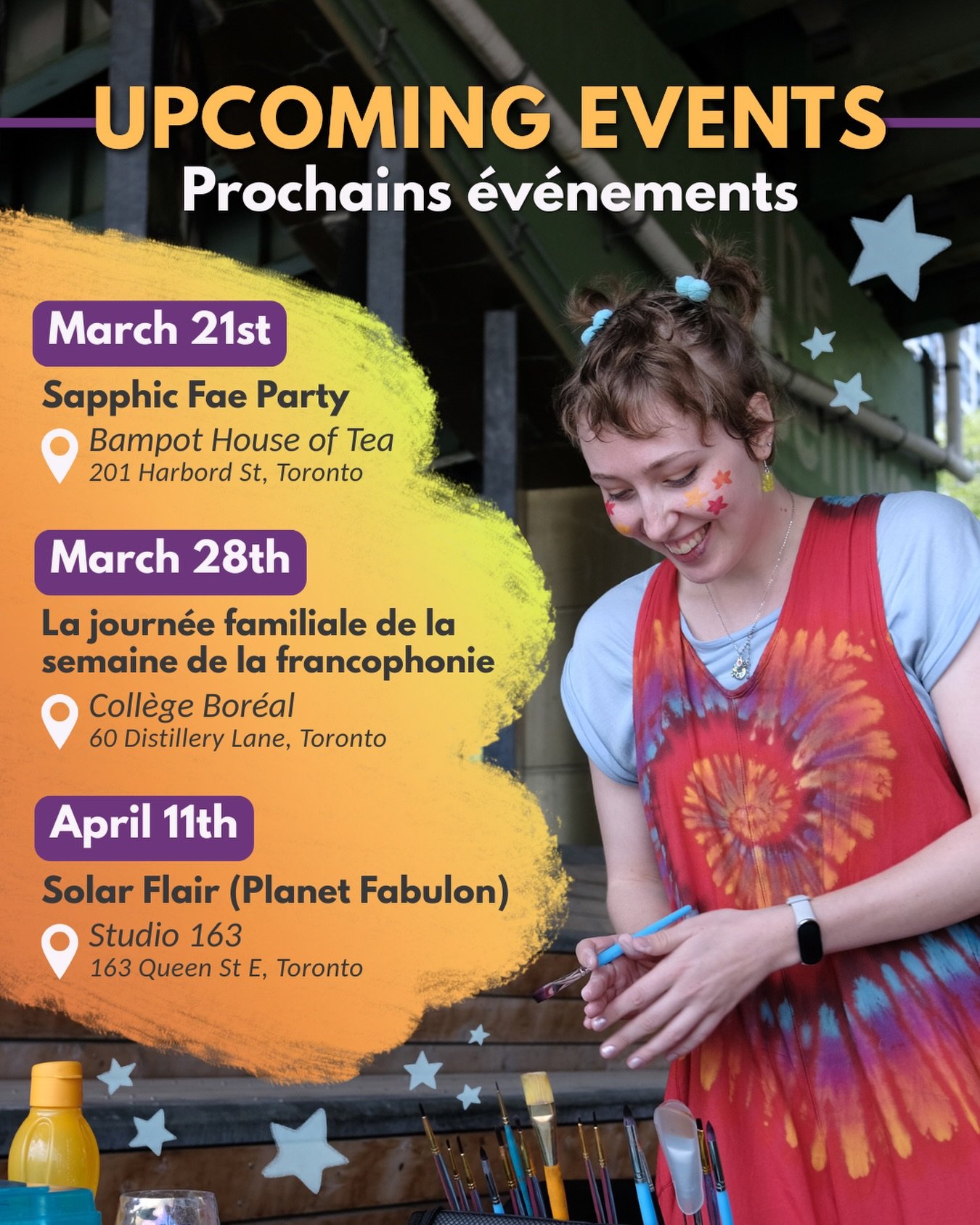 Upcoming Face Painting gigs ✨ Venez vous faire peinturer le visage ! 🤗

Looking for community, a little whimsy, and connection with wonderful people? 🌟 Come check out these amazing events! I&rsquo;m grateful I&rsquo;ll be able to contribute to thes
