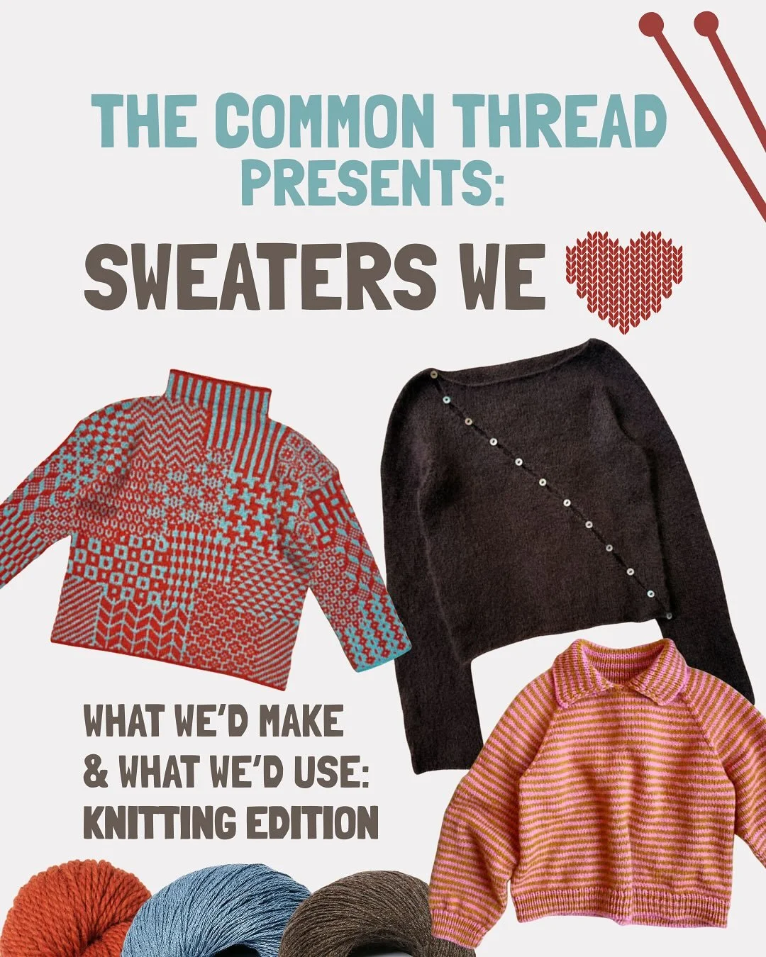 More sweater inspiration coming your way! 
Yesterday we shared a few of our favorite crochet sweater patterns, and today we&rsquo;re back with some knit sweaters we love, along with the yarns from the shop we&rsquo;d reach for to make them. 
From cla